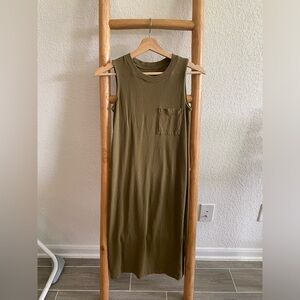 Everlane Green Olive Long Weekend Tank Midi Dress